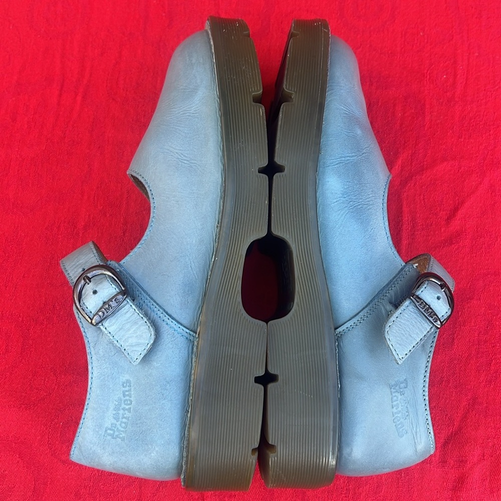 🏴 Blue Gray Vintage MIE Dr. Martens Chunky Mary Jane UK 7 EC❣️ - Picture 10 of 17